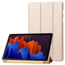 Custodia per tablet in pelle di silicone con supporto a 3 pieghe per Samsung Galaxy Tab S9 (oro)