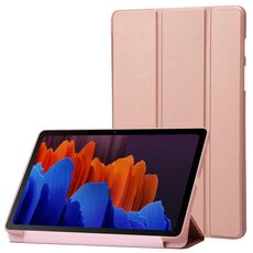 Custodia per tablet in pelle di silicone con supporto a 3 pieghe per Samsung Galaxy Tab S9 (oro rosa)