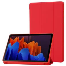 Custodia per tablet in pelle di silicone con supporto a 3 pieghe per Samsung Galaxy Tab S9 (rosso)