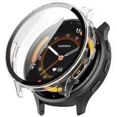 Per Garmin Venu 3S PC + cassa dell'orologio integrata con pellicola in vetro temperato (bianco trasparente)