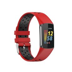 Per Fitbit Charge 6 cinturino in silicone traspirante bicolore (rosso + nero)