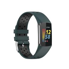 Per Fitbit Charge 6 cinturino in silicone traspirante bicolore (verde + nero)