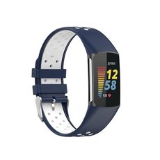 Per cinturino in silicone traspirante bicolore Fitbit Charge 6 (blu + bianco)
