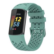 Per Fitbit Charge 6 cinturino sportivo in silicone traspirante tinta unita (verde pino)