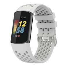 Per Fitbit Charge 6 cinturino sportivo in silicone traspirante tinta unita (colore Starlight)