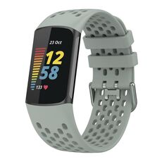Per Fitbit Charge 5 cinturino sportivo in silicone traspirante tinta unita (grigio)