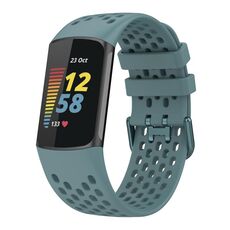 Per Fitbit Charge 5 cinturino sportivo in silicone traspirante tinta unita (blu)