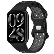 Per Xiaomi Mi Band 8 cinturino in silicone con fibbia a farfalla bicolore (nero grigio)