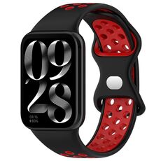 Per Xiaomi Mi Band 8 cinturino in silicone con fibbia a farfalla bicolore (nero rosso)