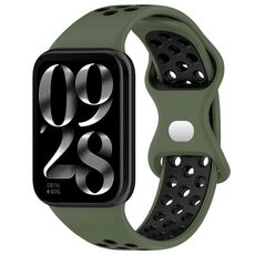 Per Xiaomi Mi Band 8 cinturino in silicone con fibbia a farfalla bicolore (verde oliva nero)