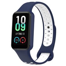 Per Xiaomi Mi Band 8 cinturino sportivo in silicone traspirante attivo bicolore (blu bianco)
