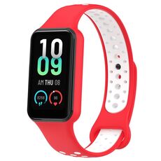 Per Xiaomi Mi Band 8 cinturino sportivo in silicone traspirante attivo bicolore (rosso bianco)