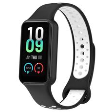 Per Xiaomi Mi Band 8 cinturino sportivo in silicone traspirante attivo bicolore (nero bianco)