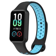 Per Xiaomi Mi Band 8 cinturino sportivo in silicone traspirante attivo bicolore (nero blu)