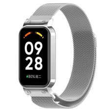 Per Xiaomi Mi Band 8 Active Milan Cinturino magnetico in maglia di acciaio metallico + cornice dell'orologio (argento)