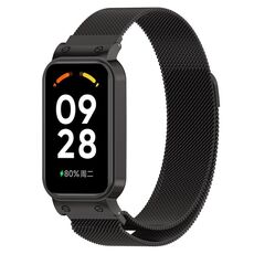 Per Xiaomi Mi Band 8 Active Milan Cinturino magnetico in maglia di acciaio metallico + cornice dell'orologio (nero)