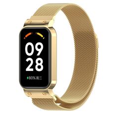 Per Xiaomi Mi Band 8 Active Milan cinturino magnetico in maglia di acciaio metallico + cornice dell'orologio (oro)
