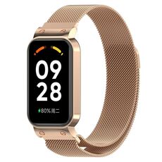 Per Xiaomi Mi Band 8 Active Milan cinturino magnetico in maglia di acciaio metallico + cornice dell'orologio (oro rosa)