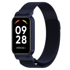 Per Xiaomi Mi Band 8 Active Milan cinturino magnetico in maglia di acciaio metallico + cornice dell'orologio (blu scuro)