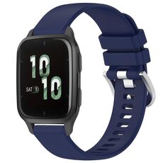 Per cinturino in silicone con fibbia in argento lucido liquido Garmin Venu SQ2 (blu scuro)