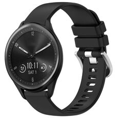 Per Garmin Vivomove Sport cinturino in silicone con fibbia argento lucido liquido (nero)