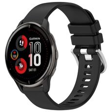Per cinturino in silicone con fibbia argento lucido Garmin Venu 2 Plus (nero)