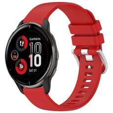 Per cinturino in silicone con fibbia argento lucido Garmin Venu 2 Plus (rosso)