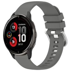 Per cinturino in silicone con fibbia argento lucido liquido Garmin Venu 2 Plus (grigio)