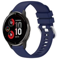 Per cinturino in silicone con fibbia argento lucido Garmin Venu 2 Plus (blu scuro)