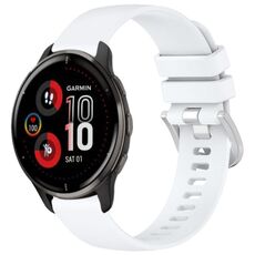 Per cinturino in silicone con fibbia argento lucido Garmin Venu 2 Plus (bianco)
