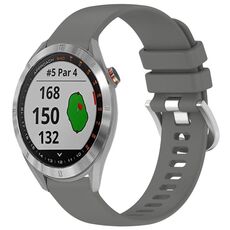 Per cinturino in silicone con fibbia argento lucido Garmin Approach S40 (grigio)