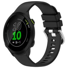Per cinturino in silicone con fibbia argento lucido liquido Garmin Forerunner 158/55 (nero)