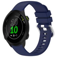 Per Garmin Forerunner 158/55 cinturino in silicone con fibbia argento lucido liquido (blu scuro)