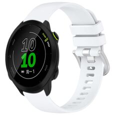 Per cinturino in silicone con fibbia argento lucido liquido Garmin Forerunner 158/55 (bianco)