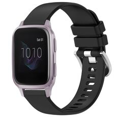 Per cinturino in silicone con fibbia argento lucido Garmin Venu / Venu SQ Liquid (nero)