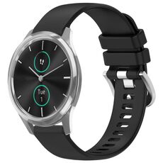 Per cinturino in silicone Garmin VivoMove Luxe / Garminmove Luxe Liquid lucido argento con fibbia (nero)