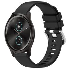 Per cinturino in silicone Garmin VivoMove Style/Vivomove Liquid lucido argento con fibbia (nero)
