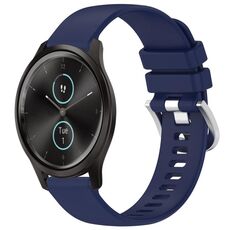Per cinturino in silicone Garmin VivoMove Style/Vivomove Liquid lucido argento con fibbia (blu scuro)