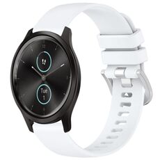Per cinturino in silicone Garmin VivoMove Style/Vivomove Liquid lucido con fibbia in argento (bianco)