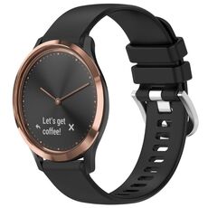 Per cinturino in silicone con fibbia argento lucido Garmin Vivomove HR Sport (nero)