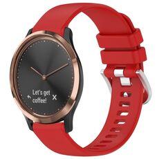 Per cinturino in silicone con fibbia in argento lucido Garmin Vivomove HR Sport (rosso)