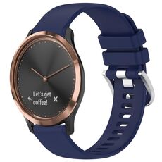 Per cinturino in silicone con fibbia argento lucido Garmin Vivomove HR Sport (blu scuro)
