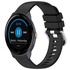 Per cinturino in silicone con fibbia argento lucido liquido Garmin Vivoactive 3/3 (nero)