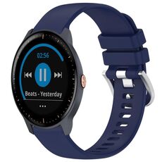 Per cinturino in silicone con fibbia argento lucido liquido Garmin Vivoactive 3/3 (blu scuro)