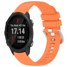 Per cinturino in silicone con fibbia argento lucido per Garmin Forerunner 245/245 Music (arancione)