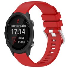 Cinturino per orologio in silicone con fibbia argento lucido per Garmin Forerunner 245/245 Music (rosso)