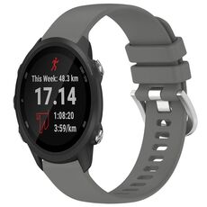 Per cinturino in silicone con fibbia argento lucido per Garmin Forerunner 245/245 Music (grigio)