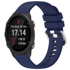 Per Garmin Forerunner 245/245 Music Liquid lucido argento fibbia cinturino in silicone (blu scuro)