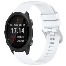 Per cinturino in silicone con fibbia argento lucido per Garmin Forerunner 245/245 Music (bianco)