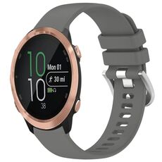 Per cinturino in silicone con fibbia argento lucido per Garmin Forerunner 645/645 Music (grigio)